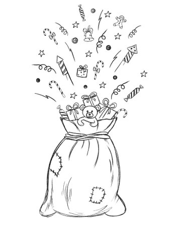 Santa Claus bag. Christmas holiday conceptの写真素材