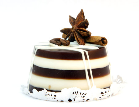 natural handmade soap chocolate cake on white backgroundの写真素材