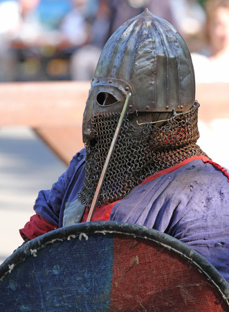 ODESSA, UKRAINE - MAY 20. The "Odessa international festival of medieval culture 'Powder Tower'" demonstrates for public historical reconstruction of battle of the medieval knights on May 20, 2016 in Odessa, Ukraineのeditorial素材