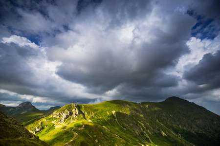 beautiful highlands landscape with clouds.の写真素材