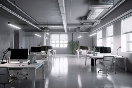 Modern office interior. 3d rendering mock up toned image.  Generative AIの素材