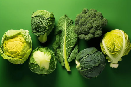 vegetarian green vegetable mix cabbage. Generative AIの素材