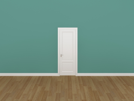 door on green wall ,3d の写真素材