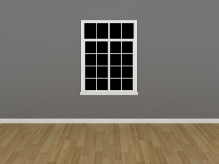 window on gray wall ,3d の写真素材