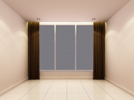 Empty white room at nightの写真素材