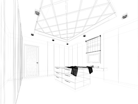 abstract sketch design of interior walk-in closetの写真素材