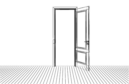 colorfull behind sketch the opening doorの写真素材