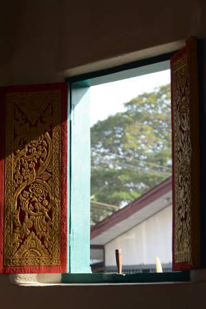 Thai temple windowの写真素材