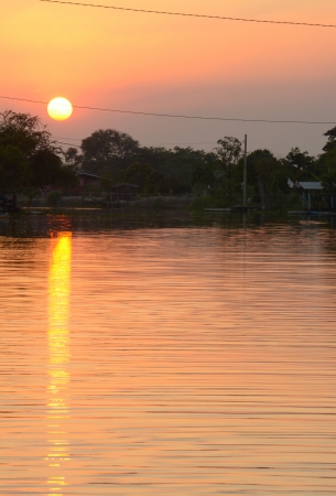 Sunset at  twilight over the canal ,Samutprakarn  Thailandの写真素材