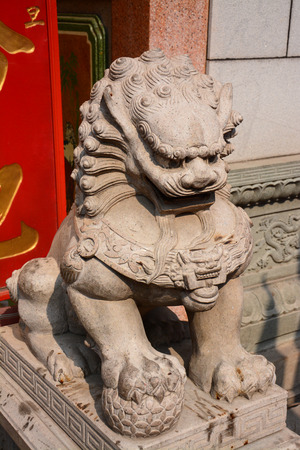 Stone lion, ancient Chinese traditional arts and crafts の写真素材