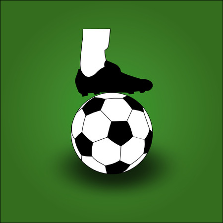 vector of  football or soccer boots with football or soccer ball  on green fieldのイラスト素材