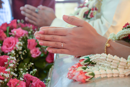Thai wedding ceremony engagement ,thai cultureの写真素材