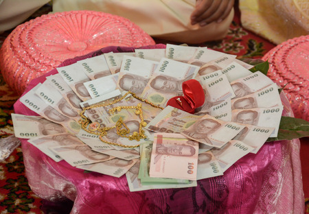 bride-price in thai wedding ,thailand  の写真素材