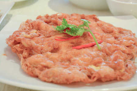 Egg omelet with vegetablesの写真素材