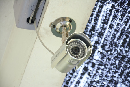 Silver security Camera or CCTV in home の写真素材