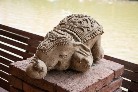 stone elephant alter decoration in Thailand の写真素材