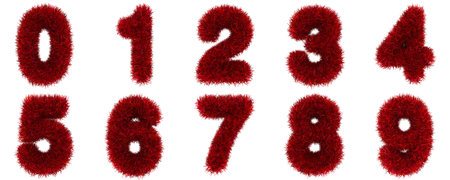 Numbers Made of Grass Turf Isolated on White Backgroundの写真素材