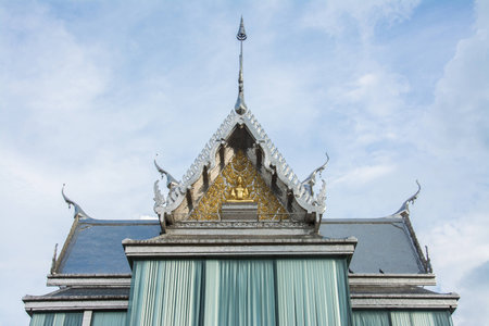 Gable roof on Thai temple in wat Thasung  in Uthai Thani, Thailandの写真素材