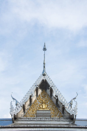 Gable roof on Thai temple in wat Thasung  in Uthai Thani, Thailandの写真素材