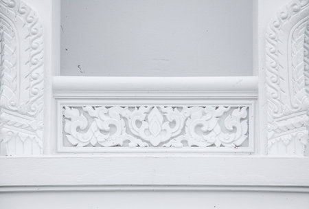 White stucco , thai style on the Wallの写真素材