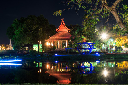 pavilion at night In Suan Luang Rama 9 Of Thailandの写真素材