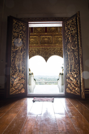door in Phra That Chom Kitti temple, Chiang Saen, Thailand,のeditorial素材