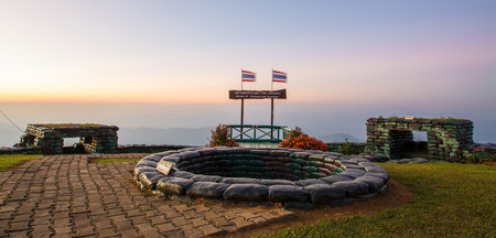 bunker on border hill ,Doi Chang Mub at sunset twilight Chiangrai ,Thailand.のeditorial素材