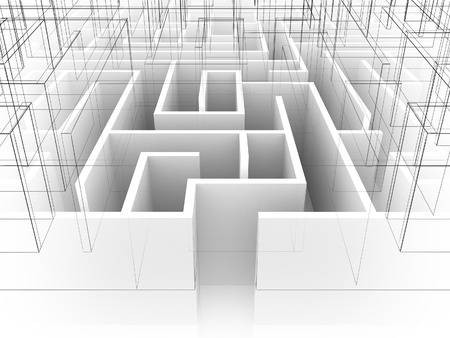 endless maze 3d illustrationwire frameの写真素材