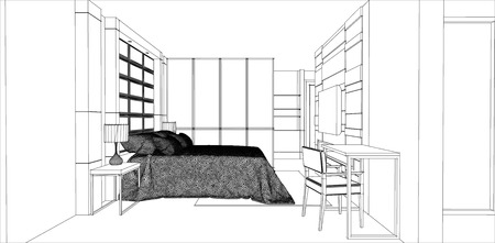 sketch design of bedroom interior vectorのイラスト素材