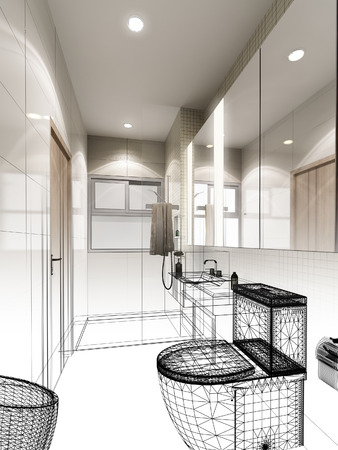 abstract sketch design of interior bathroomの写真素材