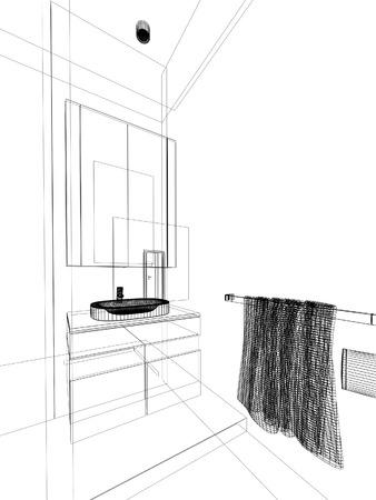 abstract sketch design of interior bathroomの写真素材