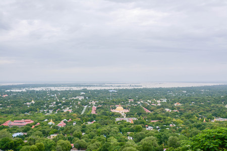 view from Soon U Pond Nya Shin Paya Pagoda,Sagaing hill , Sagaing City, The Old City of Religion and Culture Outside Mandalay, Myanmar.の写真素材