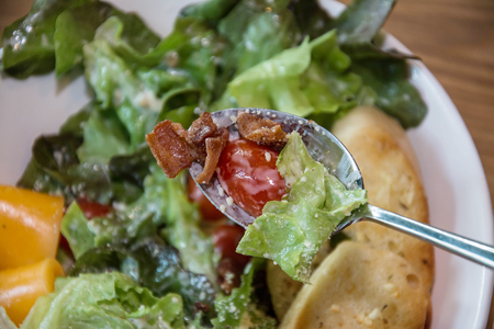 Fresh salad with becon ,cheese  and tomato.の写真素材