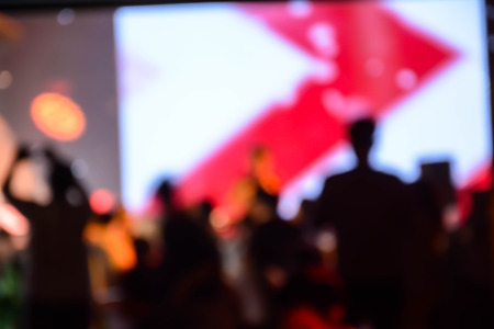 Out-of-focus shimmering background of a concert hall stage setの写真素材