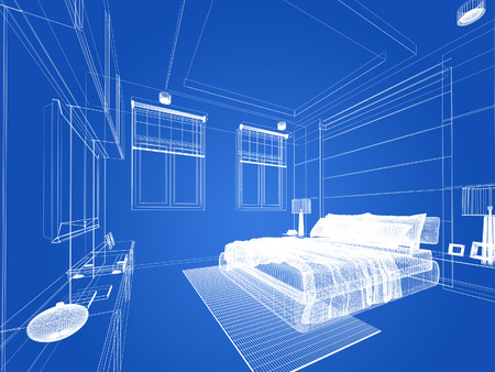 abstract sketch design of interior bedroomの写真素材