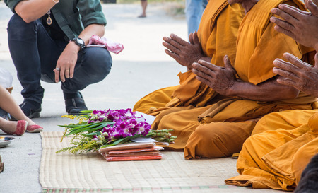 pray, the monks and religious rituals in thai ceremony Image ID:408715174の写真素材