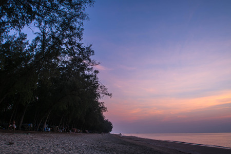 Wanakorn Beach at twilight ,Park Prachuap Khiri Khan, Thailandの写真素材