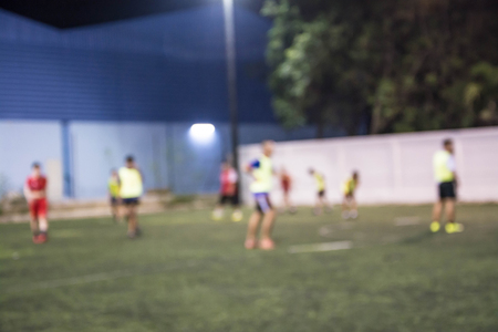 Blurred image of a football field, use for background.の写真素材