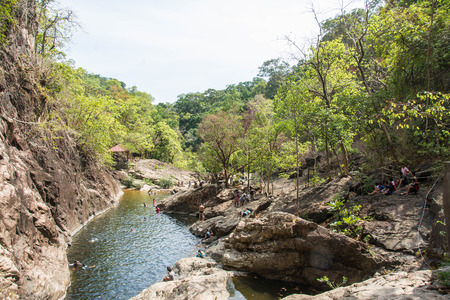 Klong Plu Waterfall, Thailand MAY 7, 2016: Klong Plu Waterfall, Koh Chang, Thailandのeditorial素材