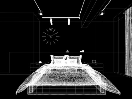 abstract sketch design of interior bedroom,3d renderingの写真素材