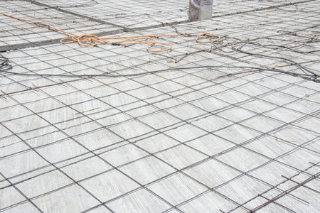 wire mesh  steel on floor at construction site