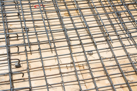 wire mesh steel on floor at construction site
