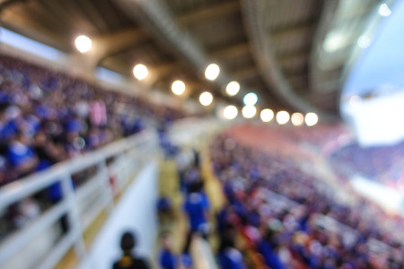 defocused background of soccer or football stadium at twilight,Thailandの写真素材