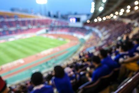 defocused background of soccer or football stadium at twilight,Thailandの写真素材