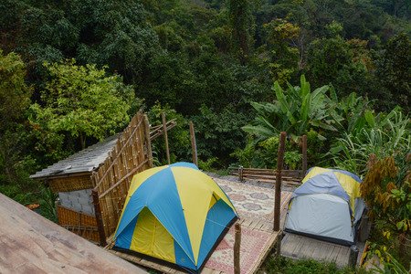 Homestay camping and tent at Doi Luang Chiang Dao in Chiang Mai Province, Thailandの写真素材
