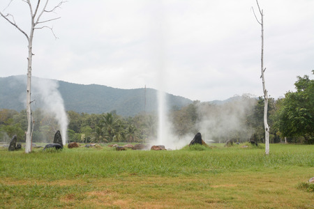 Sankampaeng hot springs at San Kampang district, Chiang Mai , Thailandの写真素材