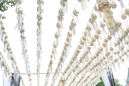 Lanna lantern or Yi peng, thai lantern in northern thai style lanterns at Loi Krathong Festival,Chiang Mai, Thailandの写真素材