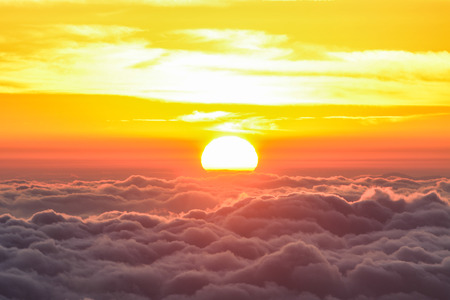 Sunrise with fog and cloud at Kew Mae Pan ,Doi Inthanon National Park, Thailand.の写真素材