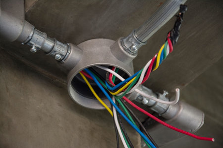 electrical junction box with galvanized conduit pipe connection