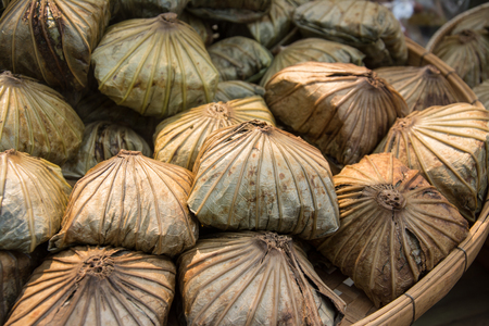 Rice wrapped in lotus leafの写真素材